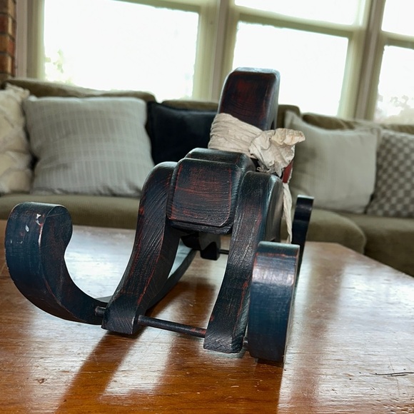 Vintage Wooden Rocking 22” Horse Decor with Bow - Picture 12 of 12